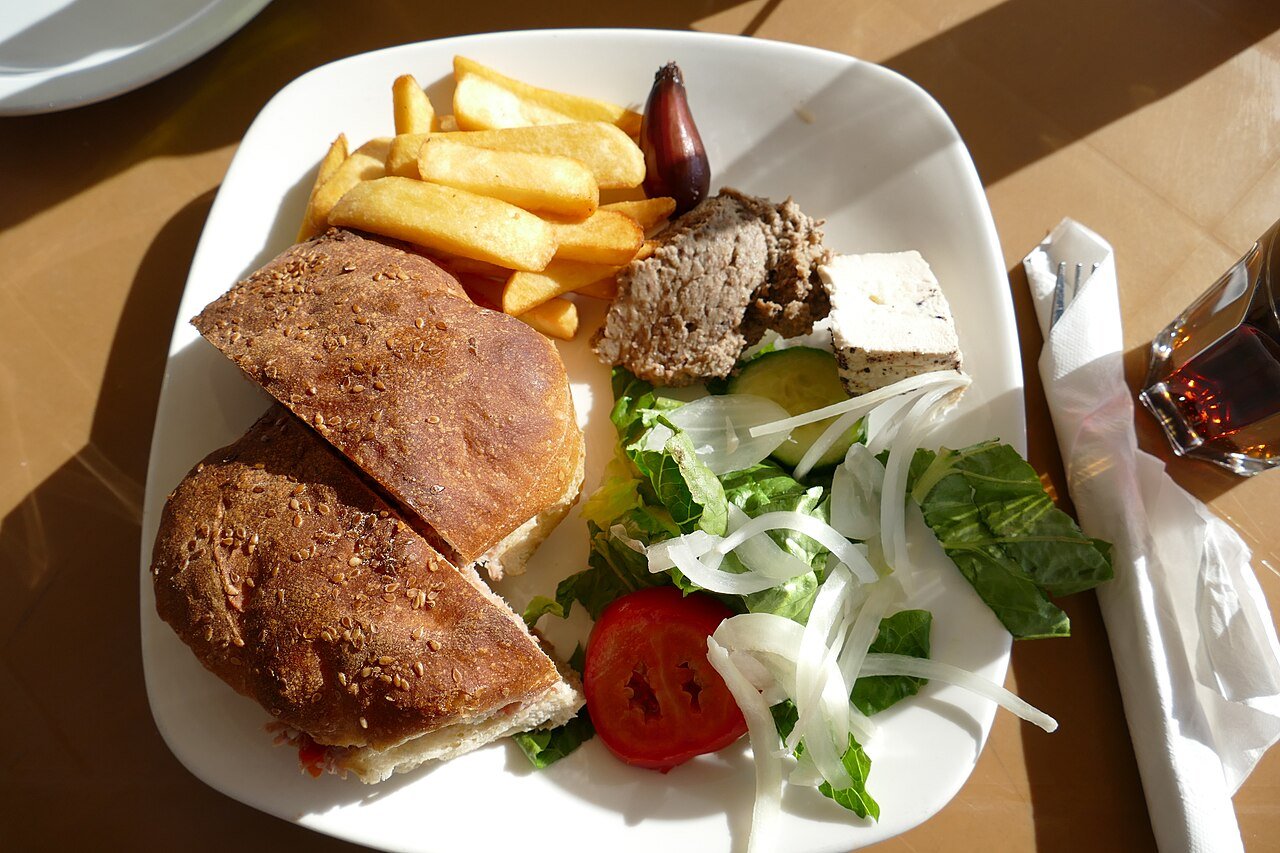 Ftira — Maltese bread filled with tuna, olives, capers and tomato