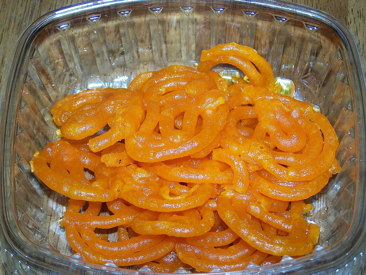 Jalebi — crisp syrupy spirals, Indian sweet eaten warm