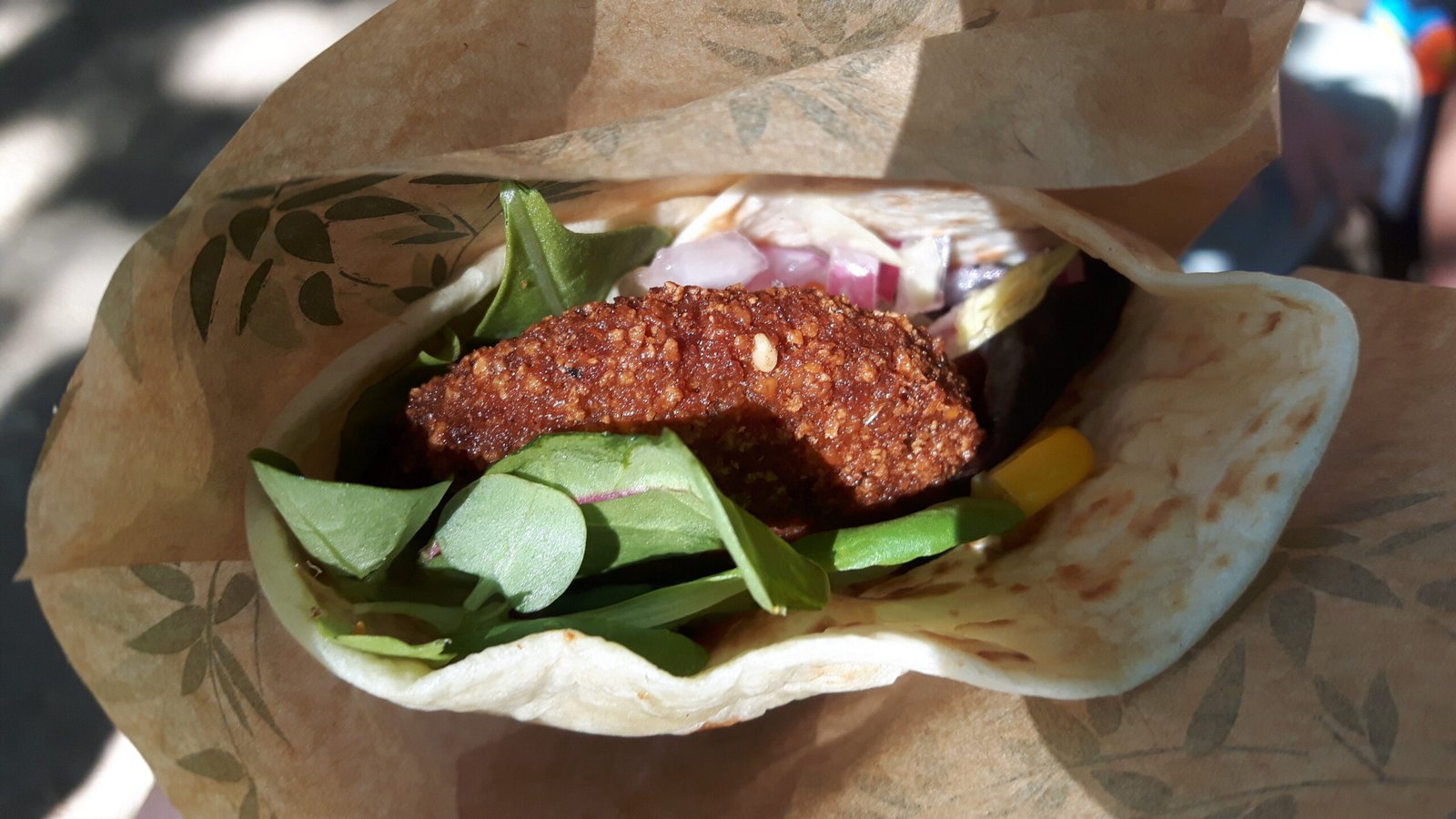 Falafel Wrap at Babylon Falafel Ħamrun — crisp falafel rolled with salad and sauce