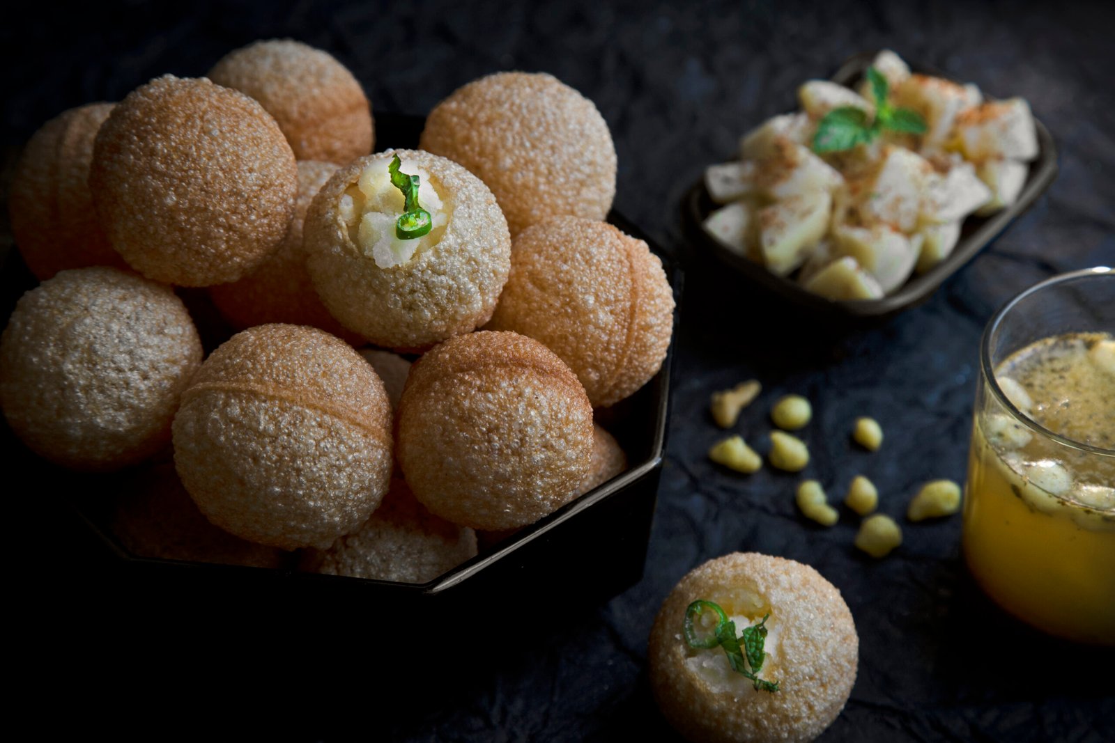 Gol Gappa at Lahori Dhaba Malta — crisp puris with spiced water and chutneys