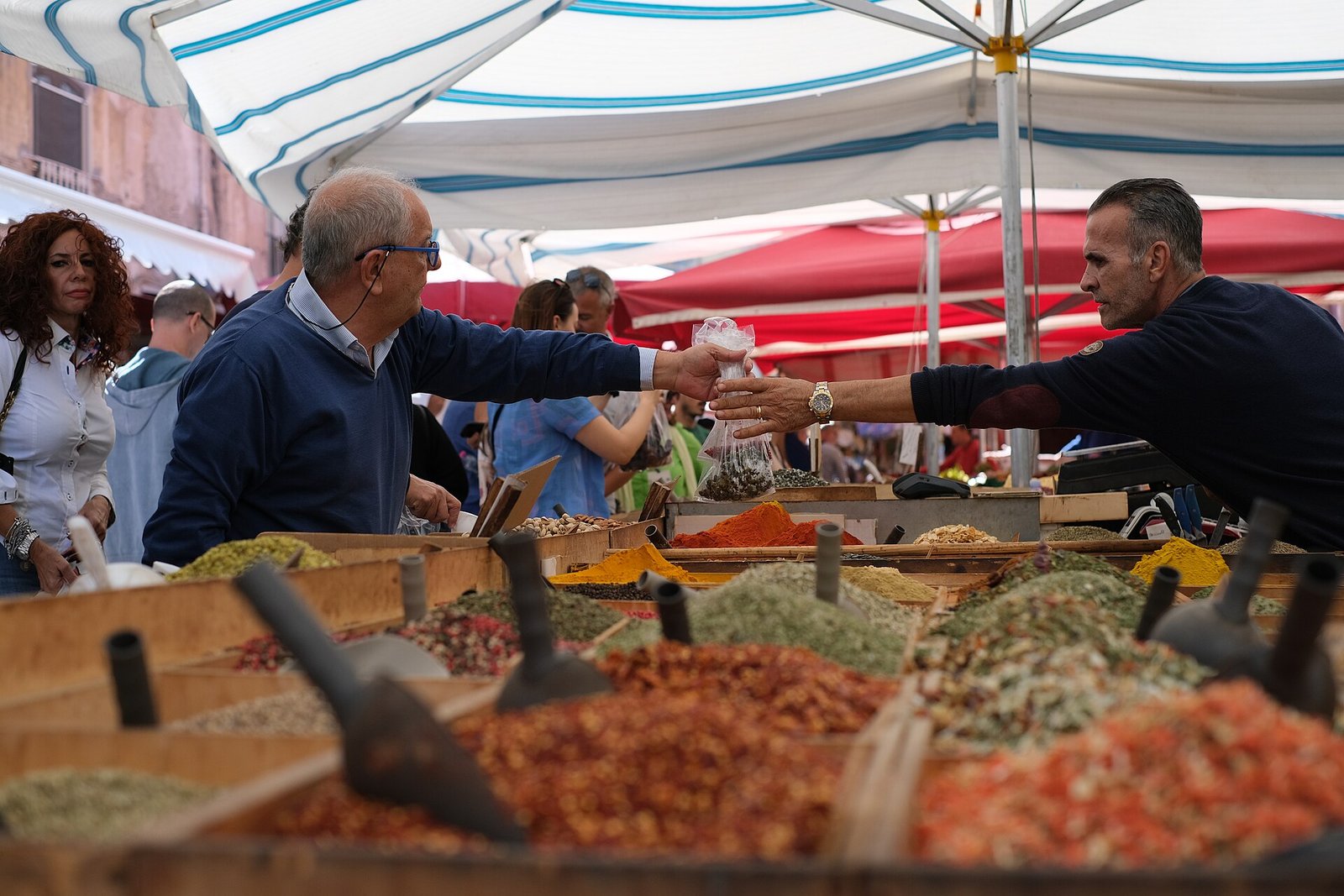 Marsaxlokk Sunday market stalls, Malta